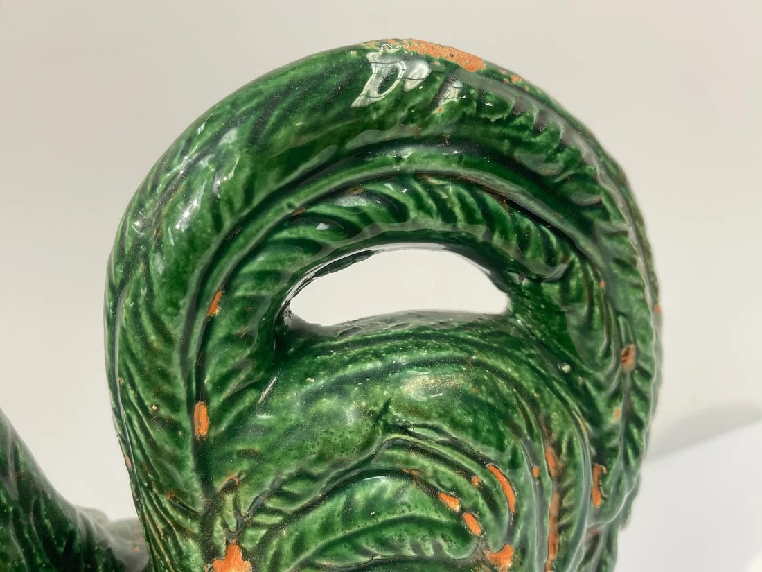 Italian glazed pottery rooster statue - 7