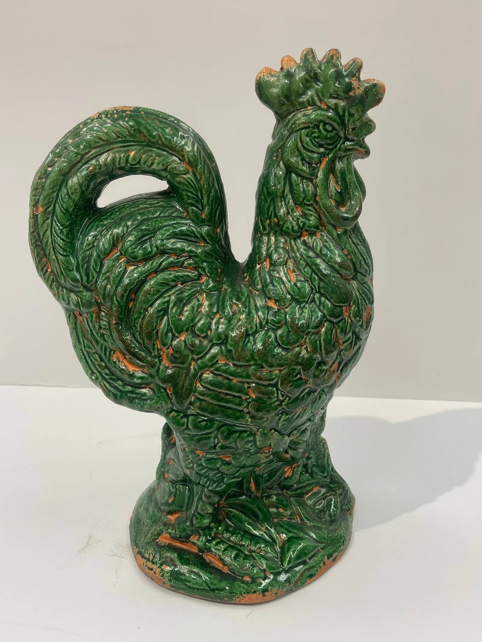 Italian glazed pottery rooster statue - 9