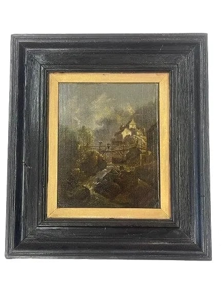 Antique Dutch oil on wood panel painting: Antique Dutch oil on wood panel painting measuring frame 15 1/2 inches wide by 17 1/2 inches long. sight measures 9 inches wide by 11 inches long.Antique oil painting by an Unknown artist, bares a