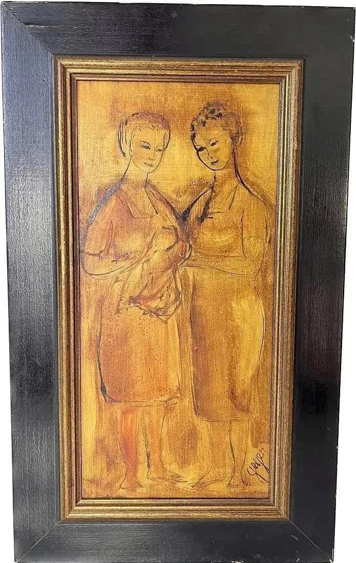DOROTHY PAXSON GEYER (1909-1997) Oil Painting: DOROTHY PAXSON GEYER (1909-1997) oil Painting signed lower right. Sticker on back of frame with more Artist info Dorothy Geyer as shown in photos.Size with frame 16 in L x 9.5 in W. Sight 12 L. x 5.5