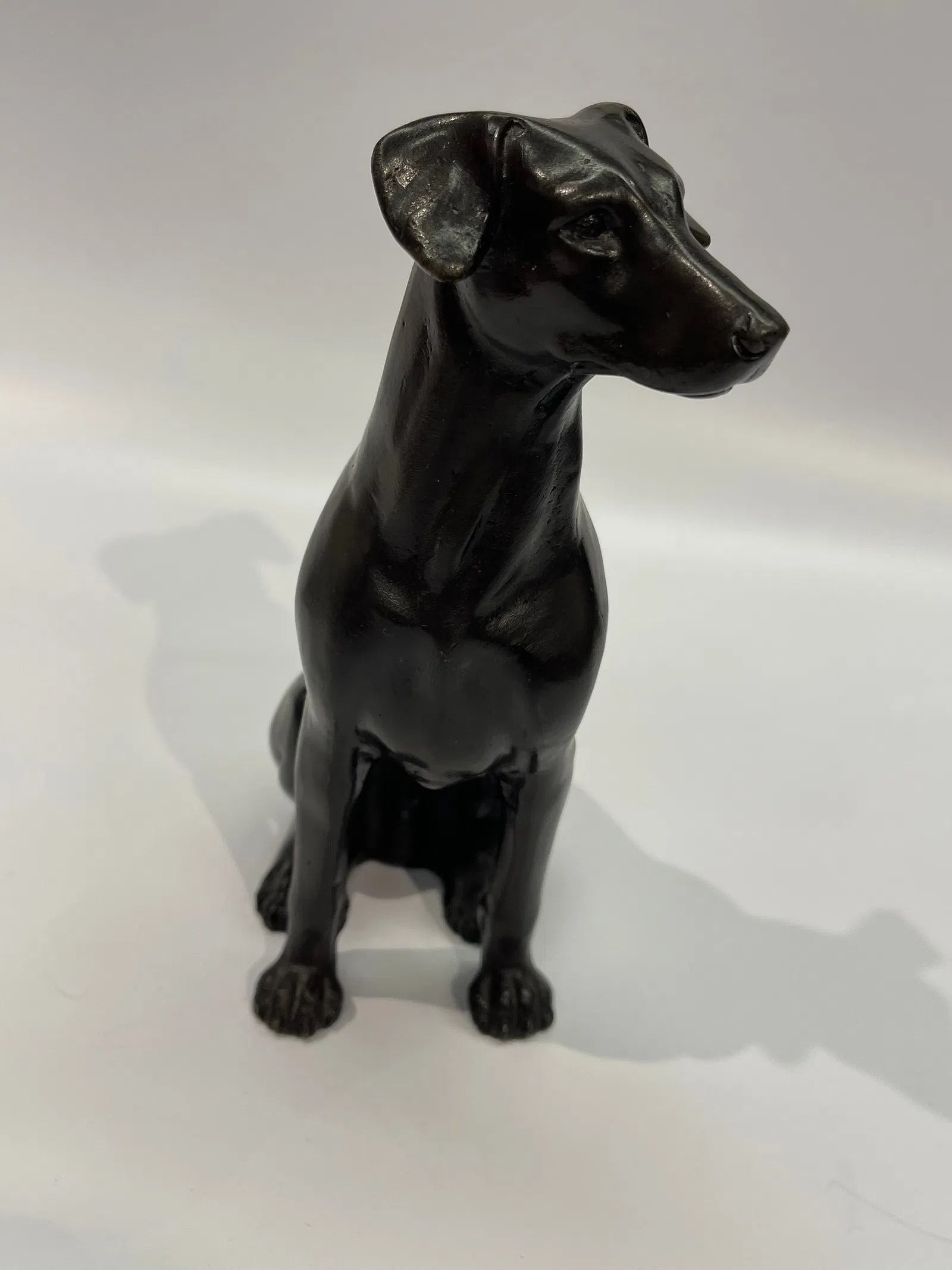 A bronze sitting Dog statue - 7
