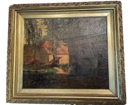 After Moritz Wolff Oil Canvas painting: A possible Moritz Wolff (1854-1923 ) Oil Canvas painting. Illegibly signed and dated M. WOLFF 09 on the lower right. Sight measures 21 " by 25".The frame measures 26" 1/2 by 30' 1/2