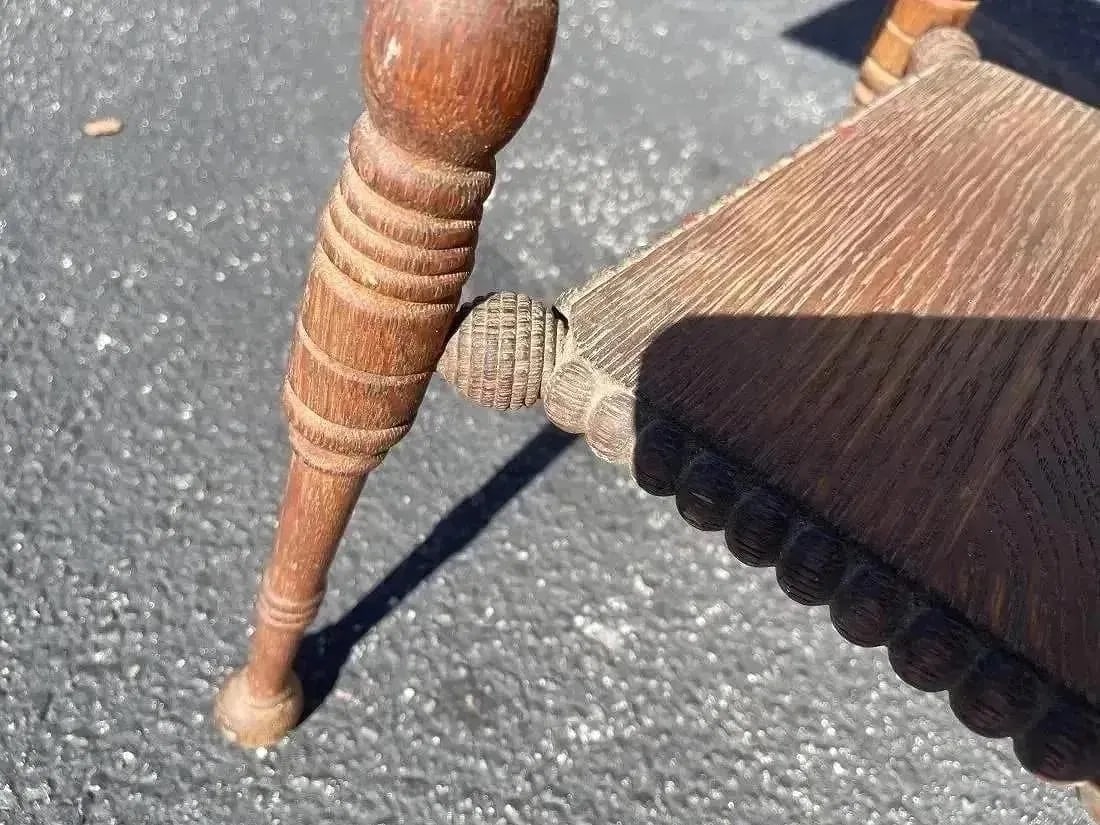 Antique Oak Square Table - 11