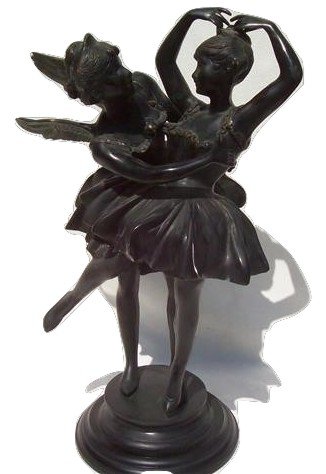 Black patinated Bronze ballerina girls statue 26" (1 of 10)