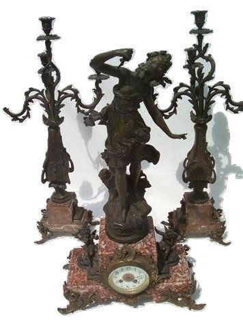 Antique Set of BEAUTIFUL French clock & CANDELABRAS (1 of 10)