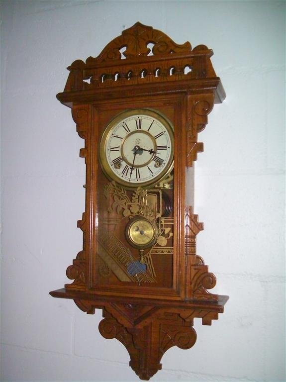 Antique Waterbury oak wall Clock (1 of 10)