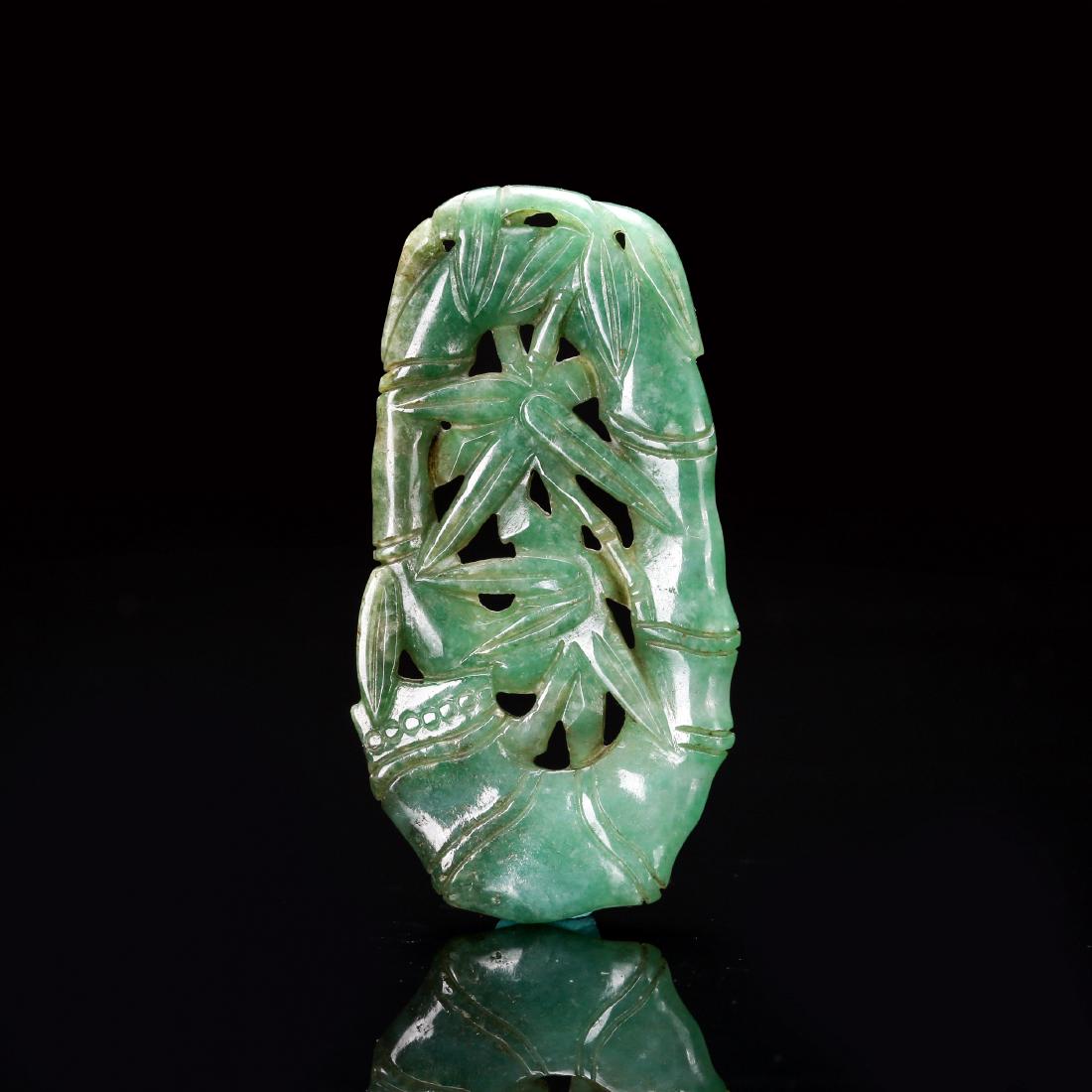 CHINESE JADEITE PENDANT CARVED BAMBOO (1 of 11)