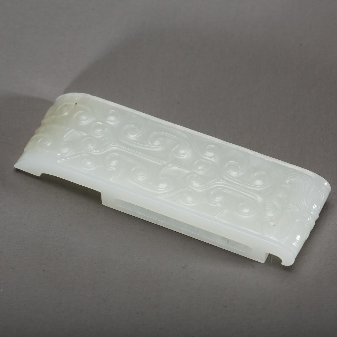 CHINESE WHITE JADE SWORD BELT HOOK, QING DYNASTY (1 of 9)