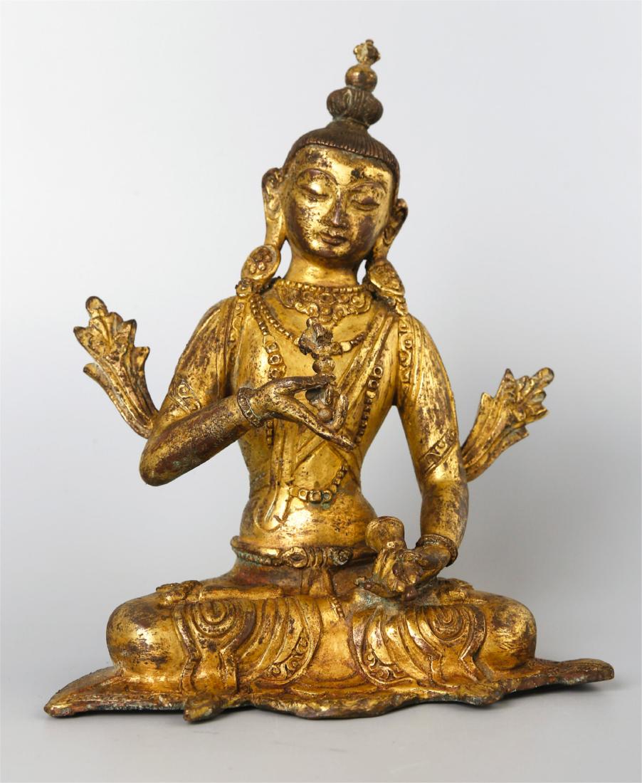 CHINESE TIBET GILT BRONZE DEITY (1 of 6)