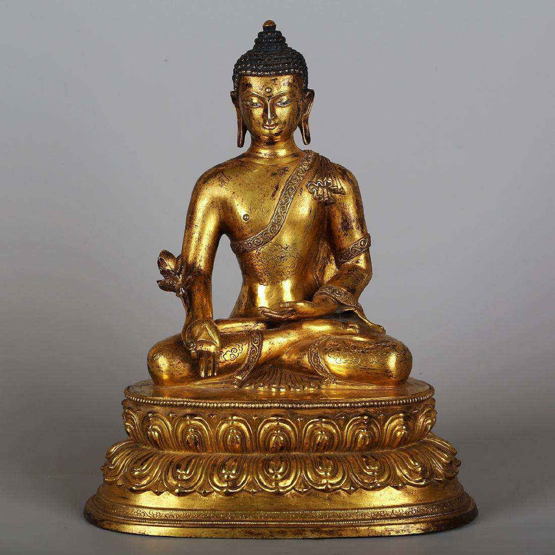 CHINESE GILT BRONZE FIGURE OF SHAKYAMUNI (1 of 10)
