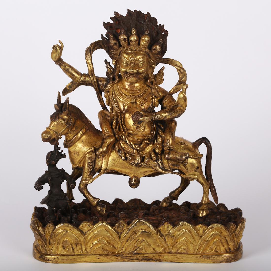 CHINESE GILT BRONZE FIGURE OF PALDEN LHAMO (1 of 12)