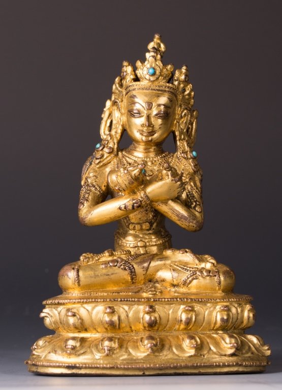 CHINESE GILT BRONZE FIGURE OF MAITREYA (1 of 10)