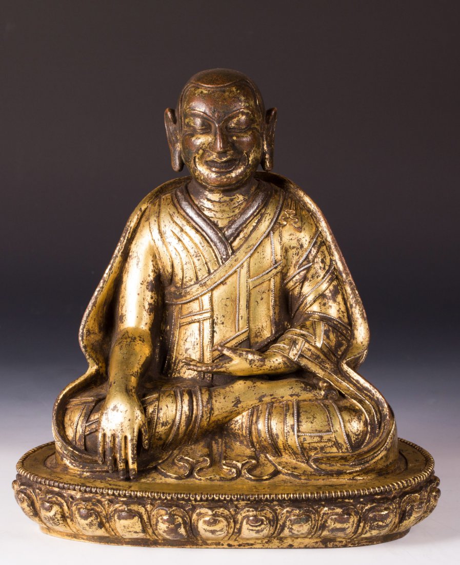 CHINESE GILT BRONZE FIGURE OF DALAI LAMA (1 of 10)