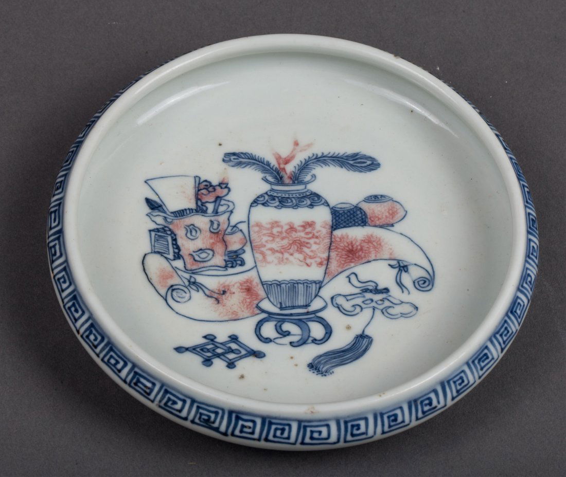 CHINESE QING BLUE WHITE IRON RED BRUSH WASHER (1 of 3)