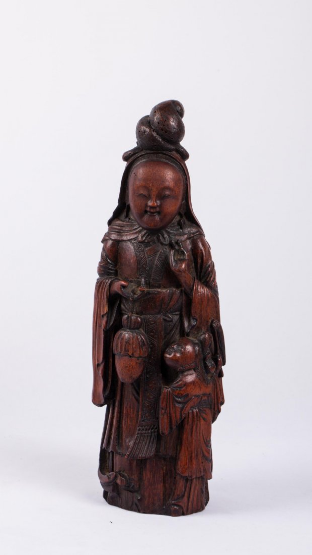 CHINESE BAMBOO CARVED FIGURE OF GUANYIN (1 of 7)