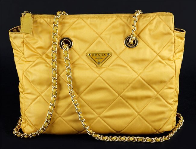 PRADA Yellow Quilted Shoulder Bag (1 of 1)