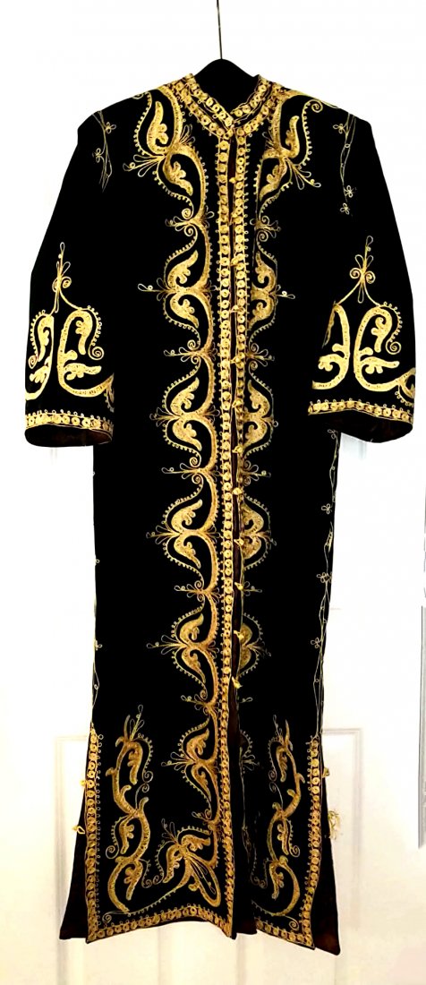 Fine Chinese Antique Deep Emerald Velvet Robe Gold Embr (1 of 11)