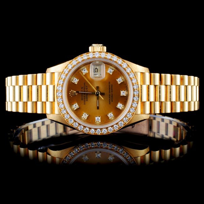 ROLEX 18K YG Ladies Presidential 1.00ct Diamond Watch (1 of 3)