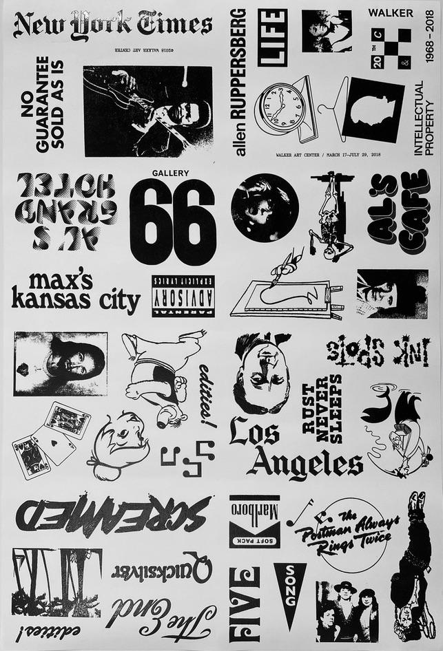 Allen Ruppersberg, Walker Musuem Poster: Allen Ruppersberg, Special Thermographic raised ink poster for the Walker exhibition "Allen Ruppersberg: Intellectual Property 1968–2018". This special printed poster measures 21" x 14.25" and is on