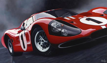 Ford GT-40 Original Oil on Canvas Painting