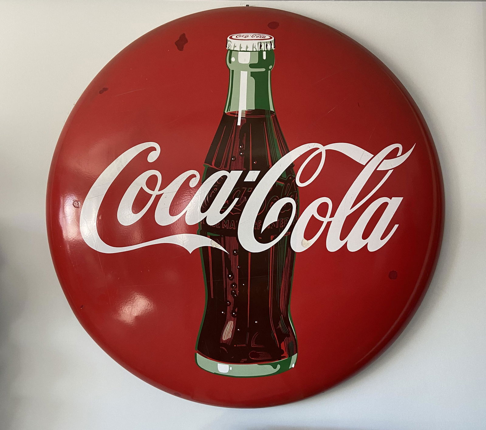 Rare early vintage Cola Cola round Porcelain Sign (1 of 7)