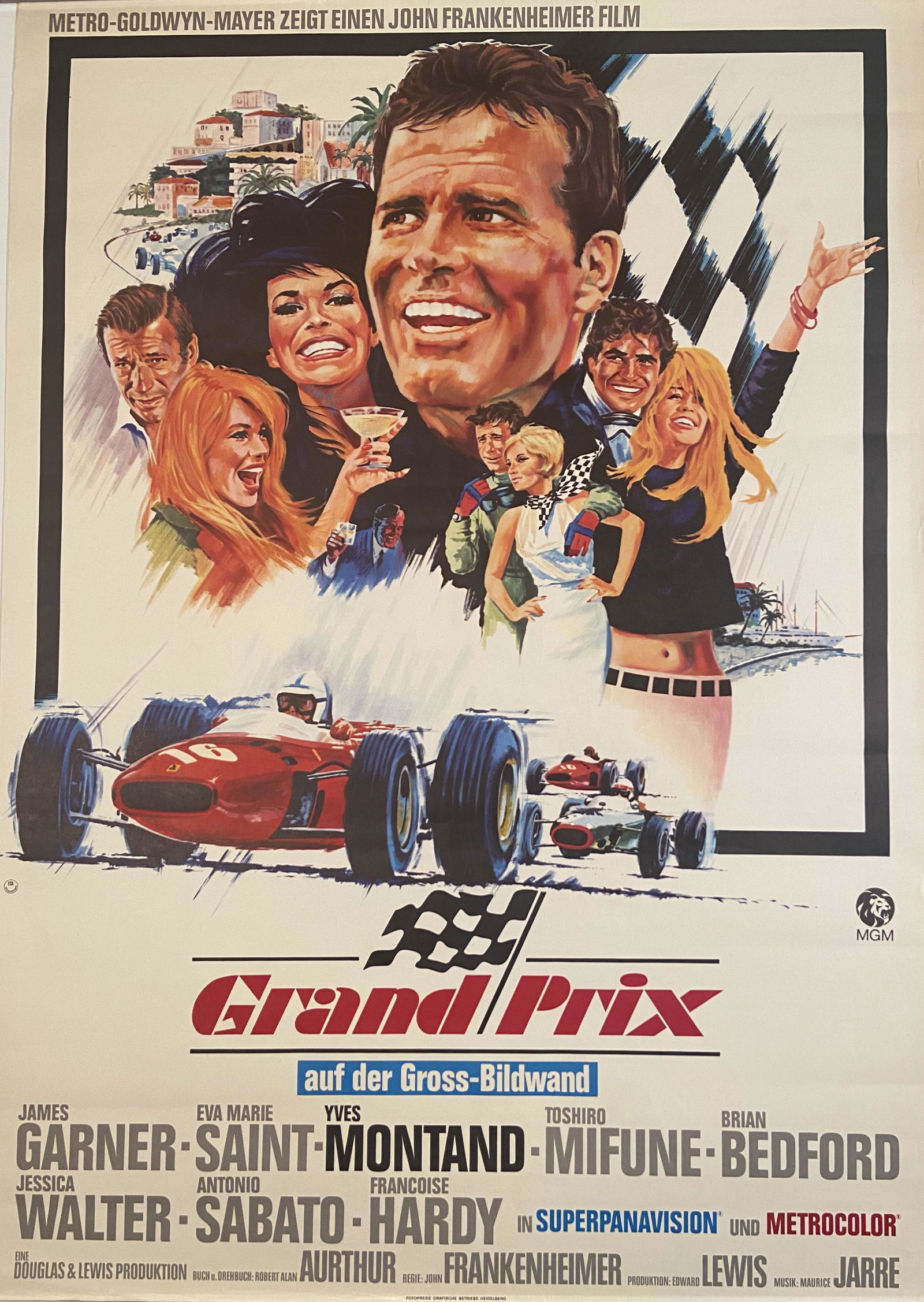 Grand Prix, 1967 Rare German Movie Poster (1 of 2)