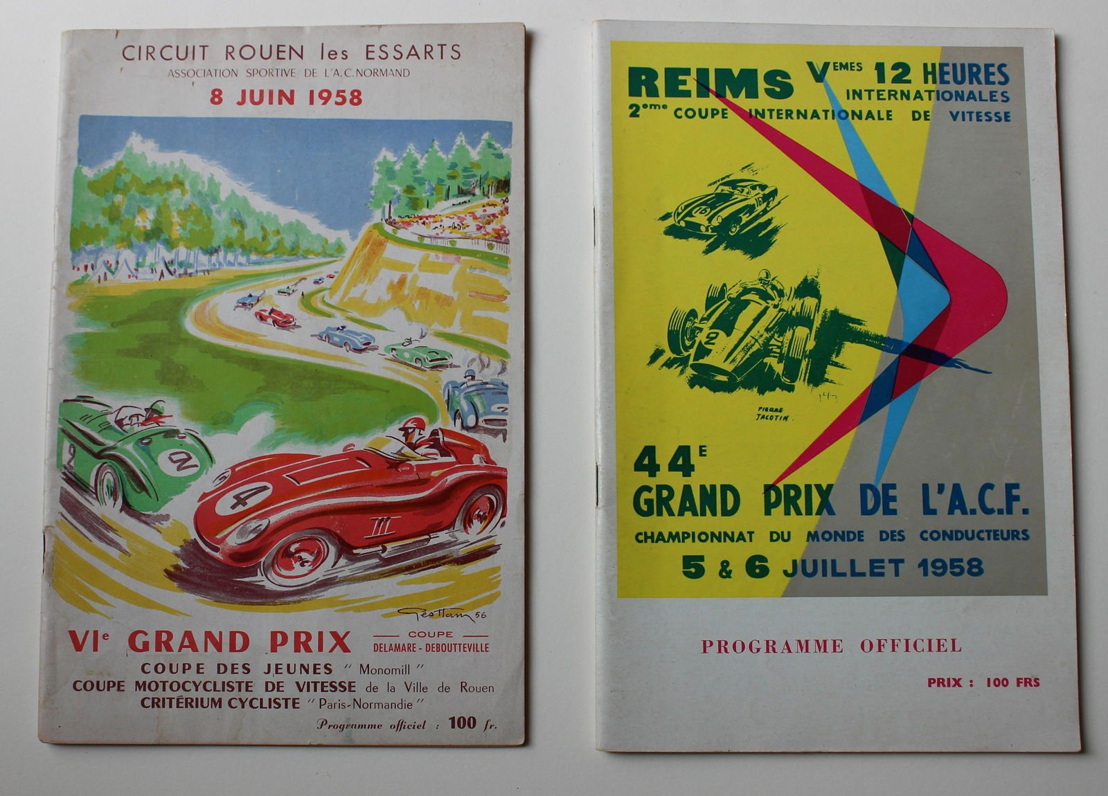 Reims and Circuit Rouen 1958 Race Program SET 2 F1 (1 of 3)