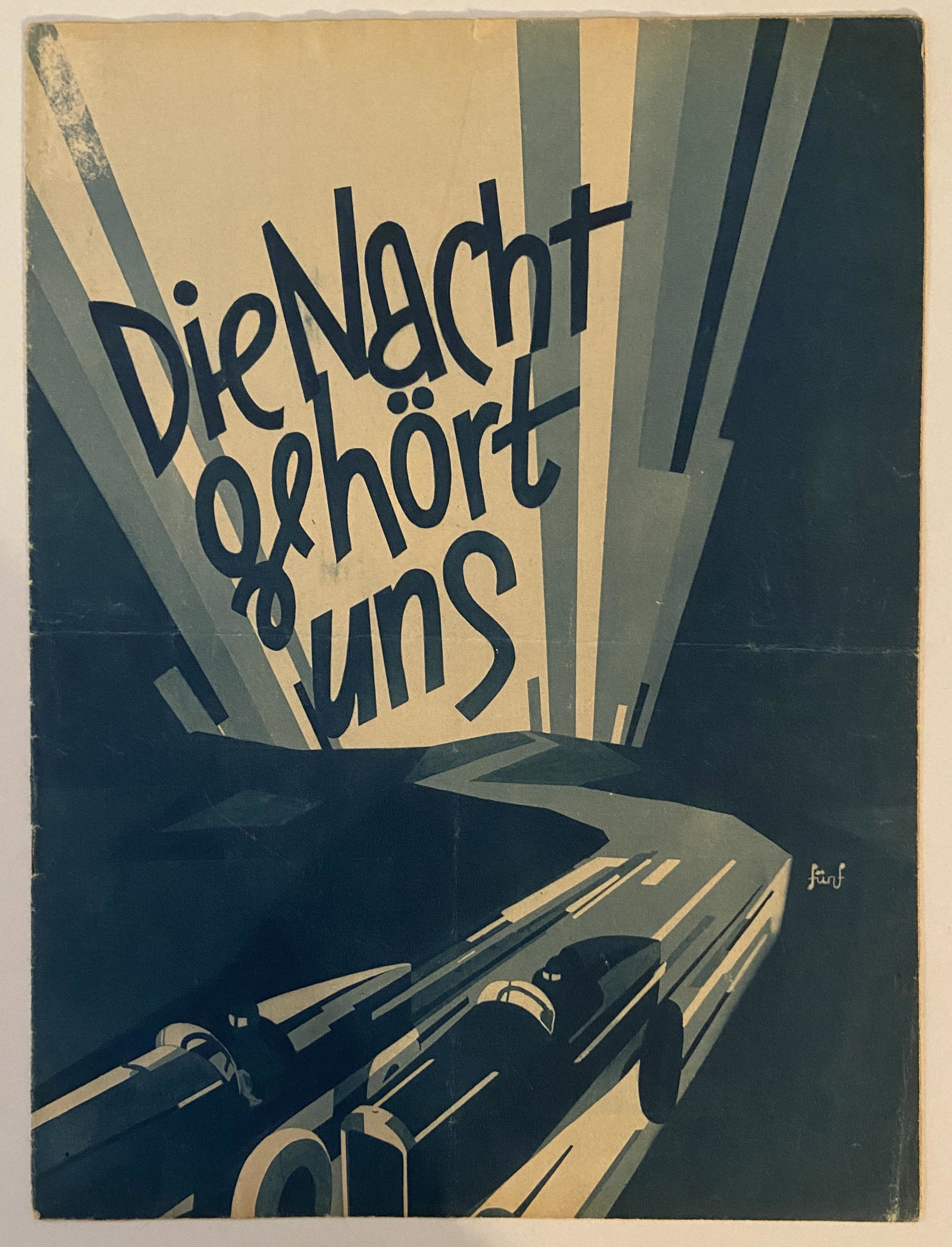 “Die Nacht gehort uns”, 1929 original German car racing: Die Nacht gehort uns (literally translates to "The Night Belongs to Us"), the 1929 Carl Froelich & Henry Roussel French/German romantic melodrama starring Hans Albers, Charlotte Ander, Otto Wallburg,