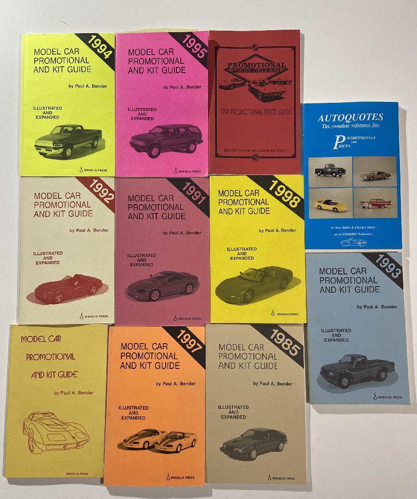 Model car promotional and kit guides 1985-97 (11): Model car promotional and kit guides 1985-97 (11), Original American Dealership item from the Art Gould Collection at no reserve.