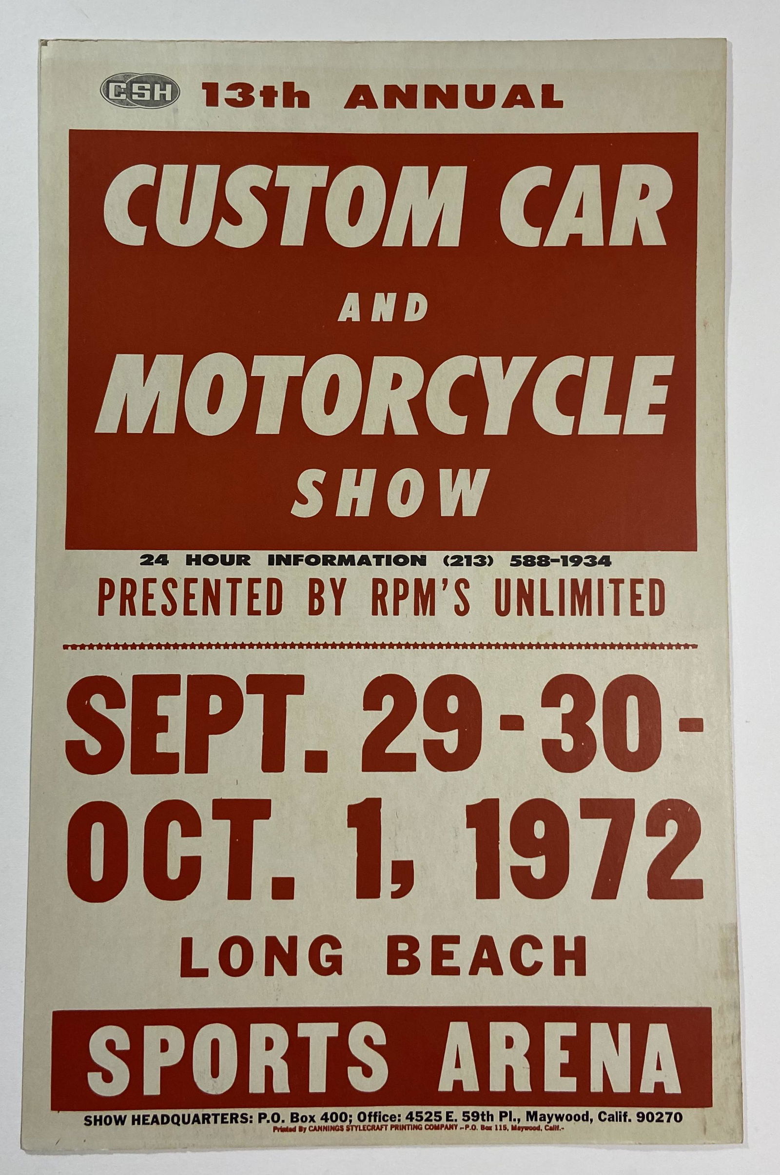 1972 Long Beach Custom car and motorcycle show poster (1 of 2)