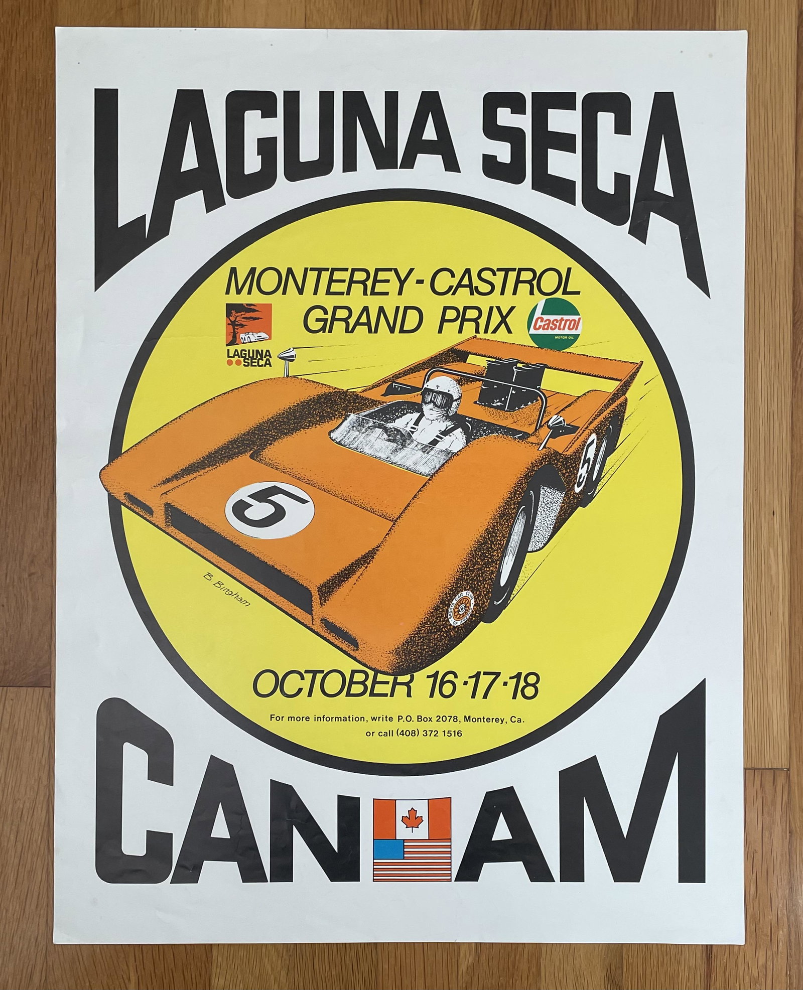 Laguna Seca Can Am Race Poster 1970: Original poster from the October 1970 Laguna Seca Can Am race. Measures about 19 X 25 inches.
