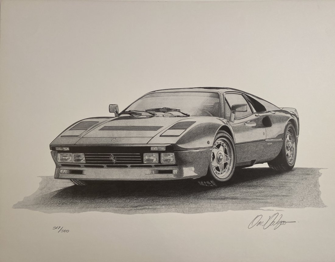 Ferrari 288 GTO Lithographic Black and Whit Fine Art (1 of 1)