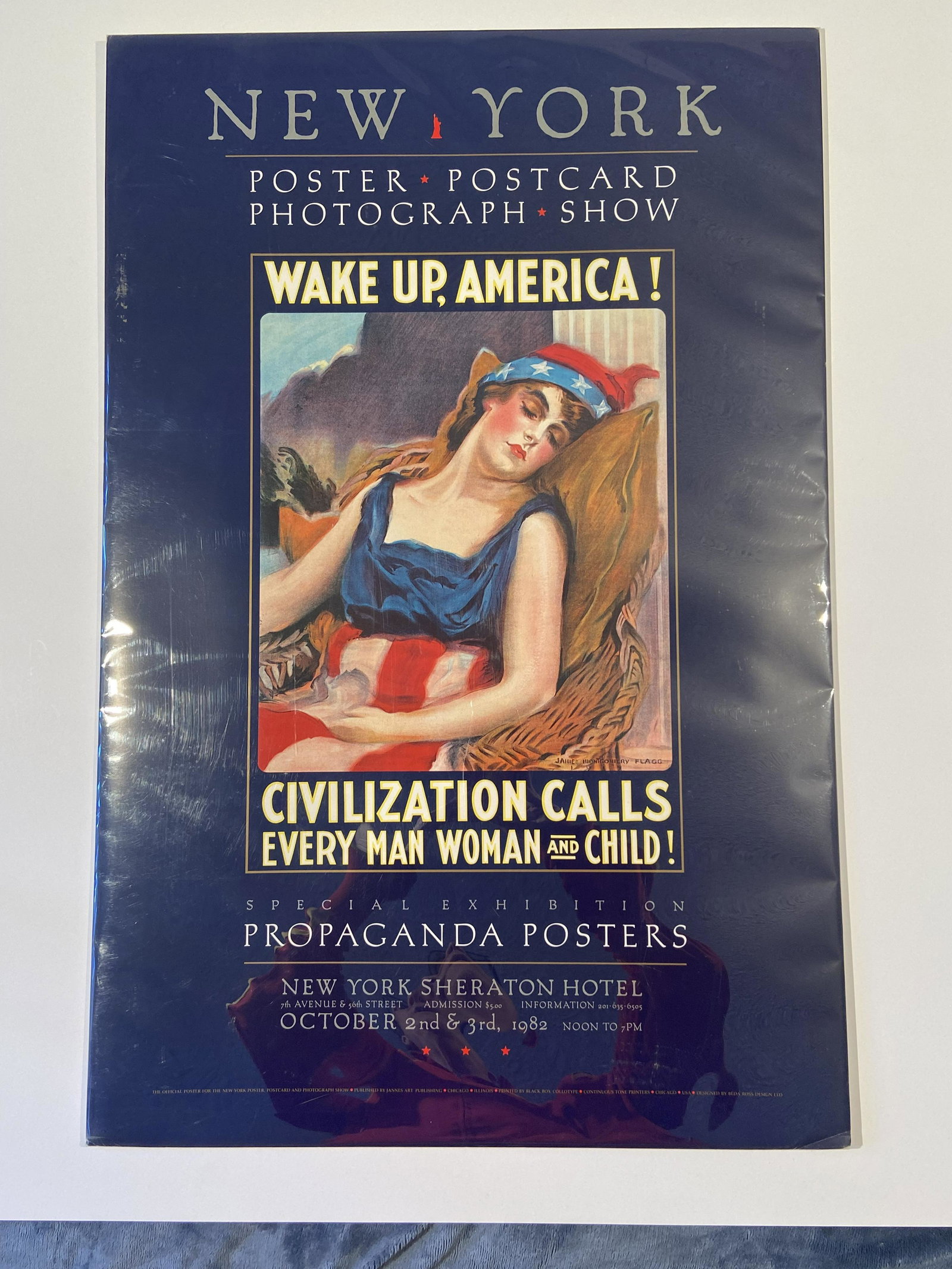 Wake Up America by James Montgomery Flagg Poster: Wake Up America by James Montgomery Flagg Poster, a contininous tone poster and the prototype for the printing of the run of posters, ex collection the director of Black Box Collotype, Chicago. Not a