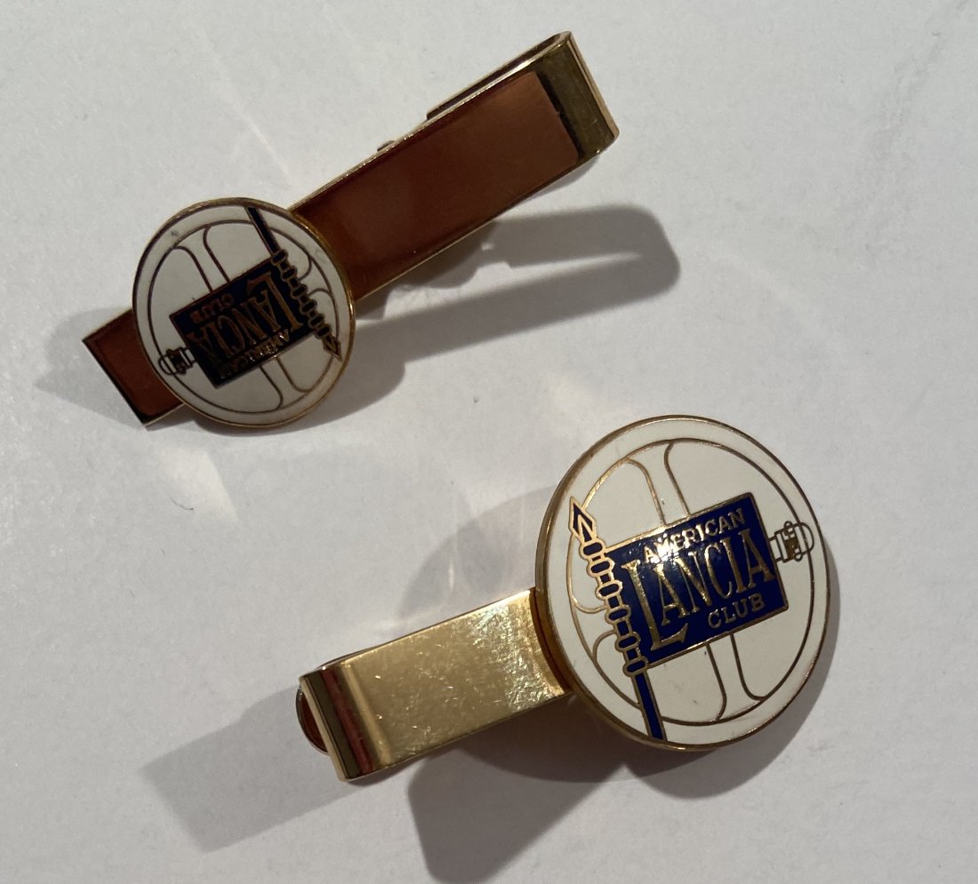 American Lancia Club tie clips, 2: American Lancia Club tie clips, 2, gold colored metal