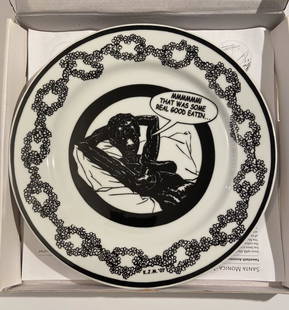 Kerry James Marshall,  20th Anniversary Artist Plate: Kerry James Marshall, Santa Monica Musuem of Art 20th Anniversary Artist Ceramic Plate, 2008, in a limited edition of 125 plates each numbered on the back of the plate and on thehgift box.