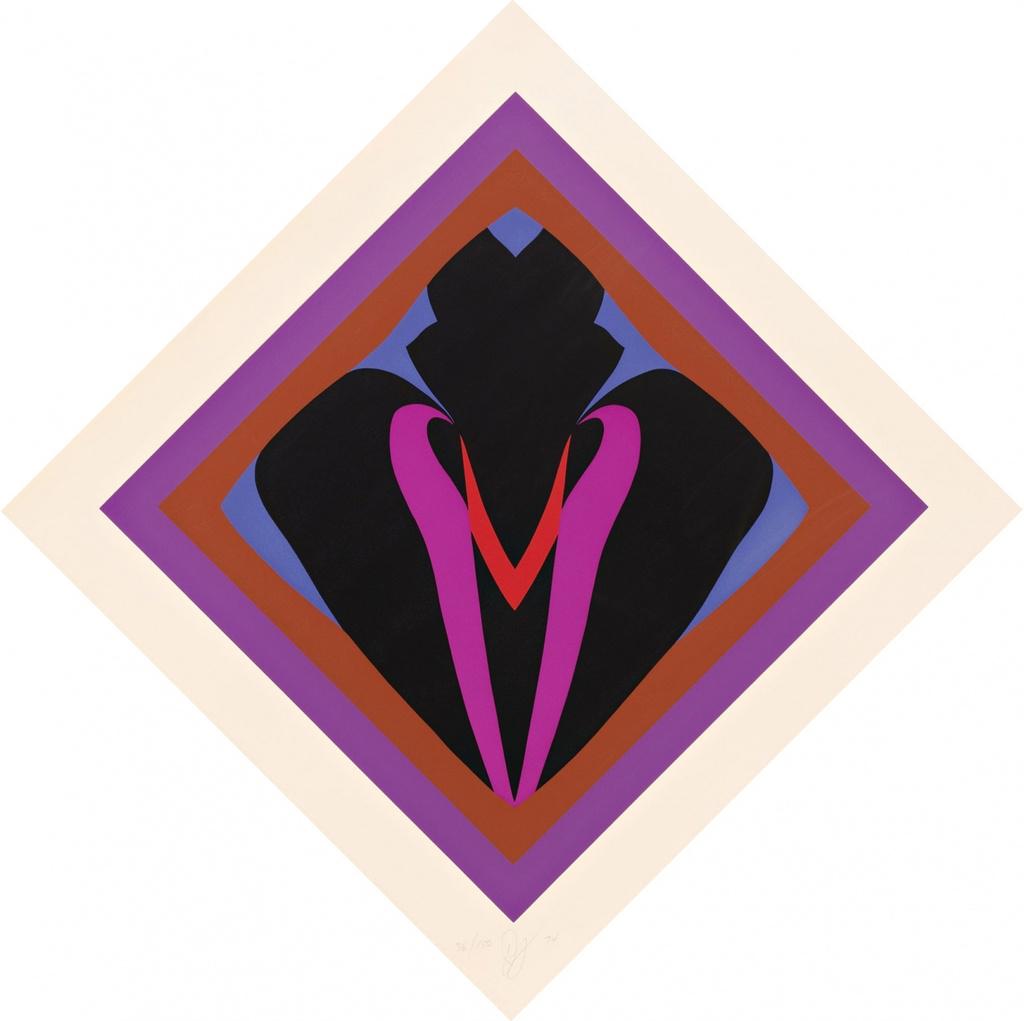 Jack Youngerman Untitled, Print 1974: This hand printed silkscreen print measures 33.25 x 33.25 inches. Edition size is 150 prints, hand signed and numbered in pencil. Currently on display at Pace Prints. These prints were meant to be hun