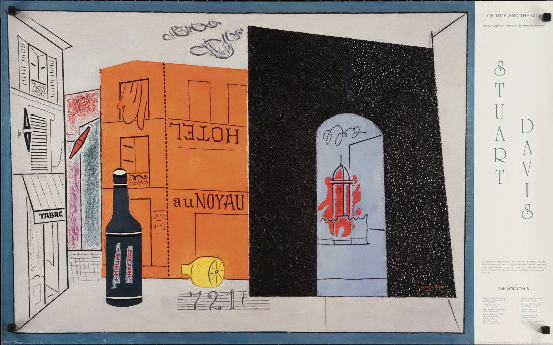 Stuart Davis Time & The City Museum Poster, 1990: Stuart Davis, Of Time & The City Museum Poster, 1990, ("American modernism from the Sheldon Memorial Art Gallery") promoting a touring art exhibition which was created by the Sheldon Memorial Art Gall