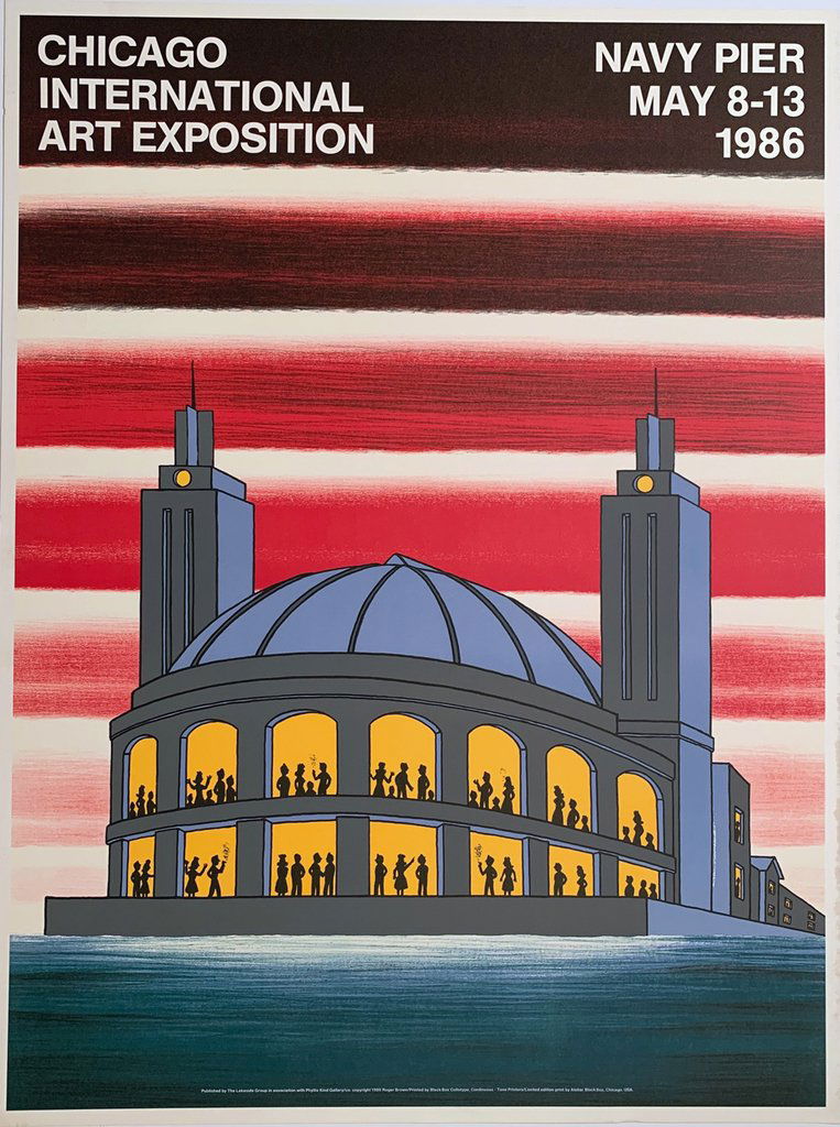 Roger Brown Chicago International Art Exposition, Navy Pier, May 8-13 Print, Gallery Poster: Roger Brown Chicago International Art Exposition, Navy Pier, May 8-13 Print, Gallery Poster, 19881 measuring 36" x 27", Not Signed.PRINTED VIA THE CONTINOUS TONE PROCESSAbout the Continuous Tone Print
