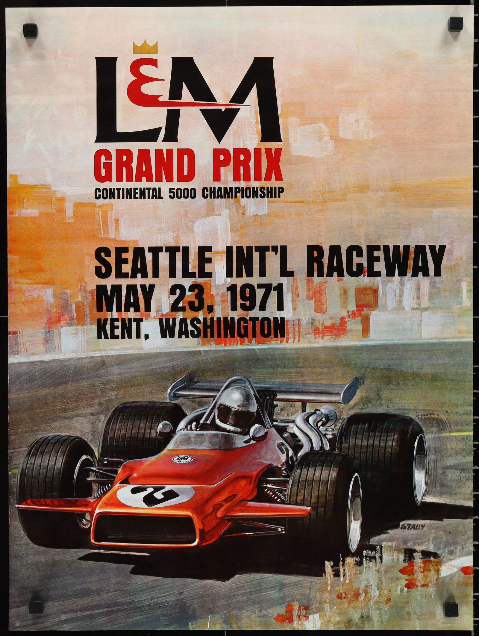 L & M Grand Prix race poster Formula 5000, Seattle, Kent, RARE (1 of 1)