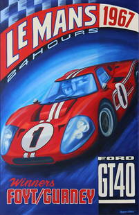 Ford GT40. Winner of the 1967 LeMans, A.J.Foyt and Dan Gurney, Robert Carter, #1/250: Ford GT40. Winner of the 1967 LeMans, driven by A.J.Foyt and Dan Gurney. Giclee canvas print #1/250 Ford GT40. Giclee canvas print #1/250 , The first print in the edition!!! ready for stretching or fr