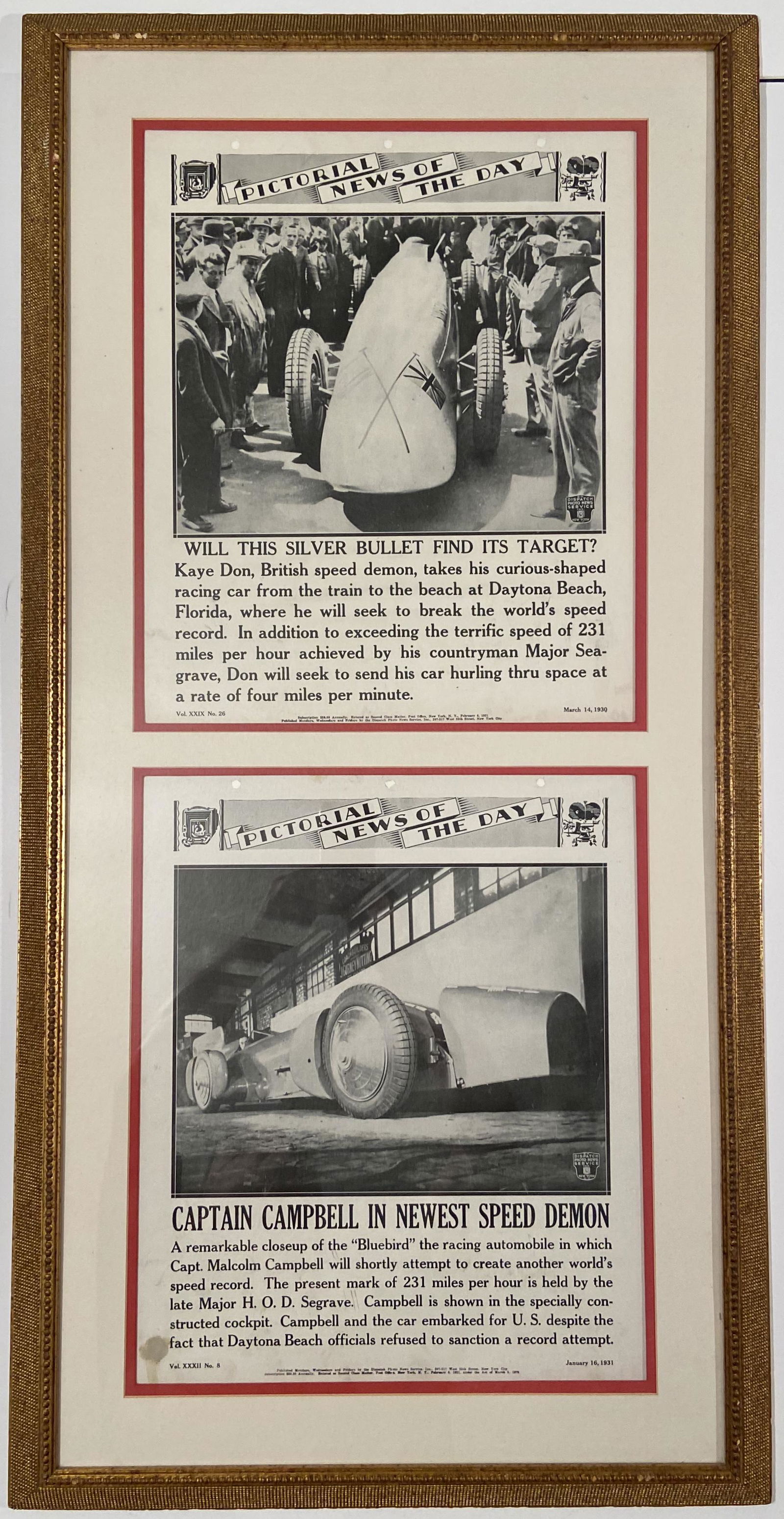 Kay Don Malcolm Campbell Vintage Posters Major Seagrave Daytona Beach Framed (1 of 5)