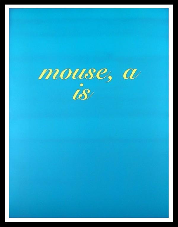 Mouse, a is by Diana Thater Printed by Muse X, New York: Mouse, a is by Diana Thater measuring 43.5 x 33.25 nice older frame inches Printed by Muse X, New York FROM AN EDITION OF TWO, ONLY TWO IN THE WORLD EXIST, Framed, the black in the photo is the frame.