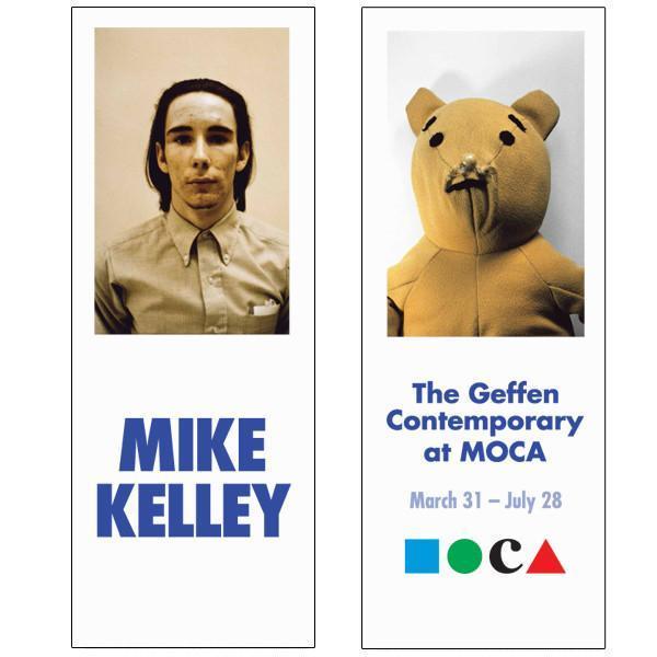 Mike Kelley MOCA Museum Banner: Rare Mike Kelley MOCA Museum Exhibition Used and Professionally Cleaned Double Sided Street Banner "Golden Bear" Original Banner. Authentic street pole banner from the 2014 MOCA exhibition "Mike Kelle