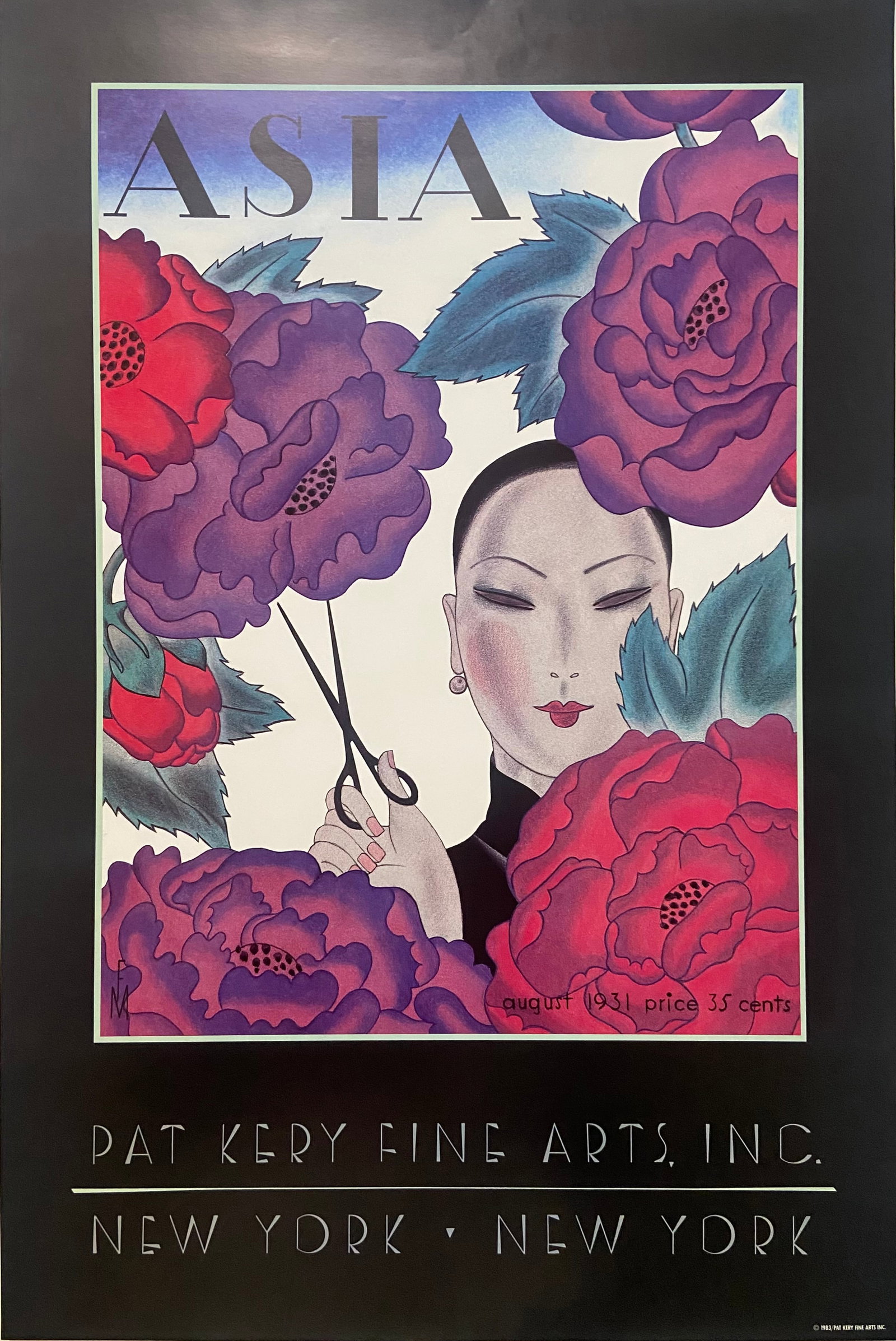 Rare Asian Arts Art Deco Poster, 1993 Pat Kerry Fine Arts Beautiful Lady: Rare Asian Arts Art Deco Poster, 1993 Pat Kerry Fine Arts Beautiful Lady Measures 33 x 22 inches