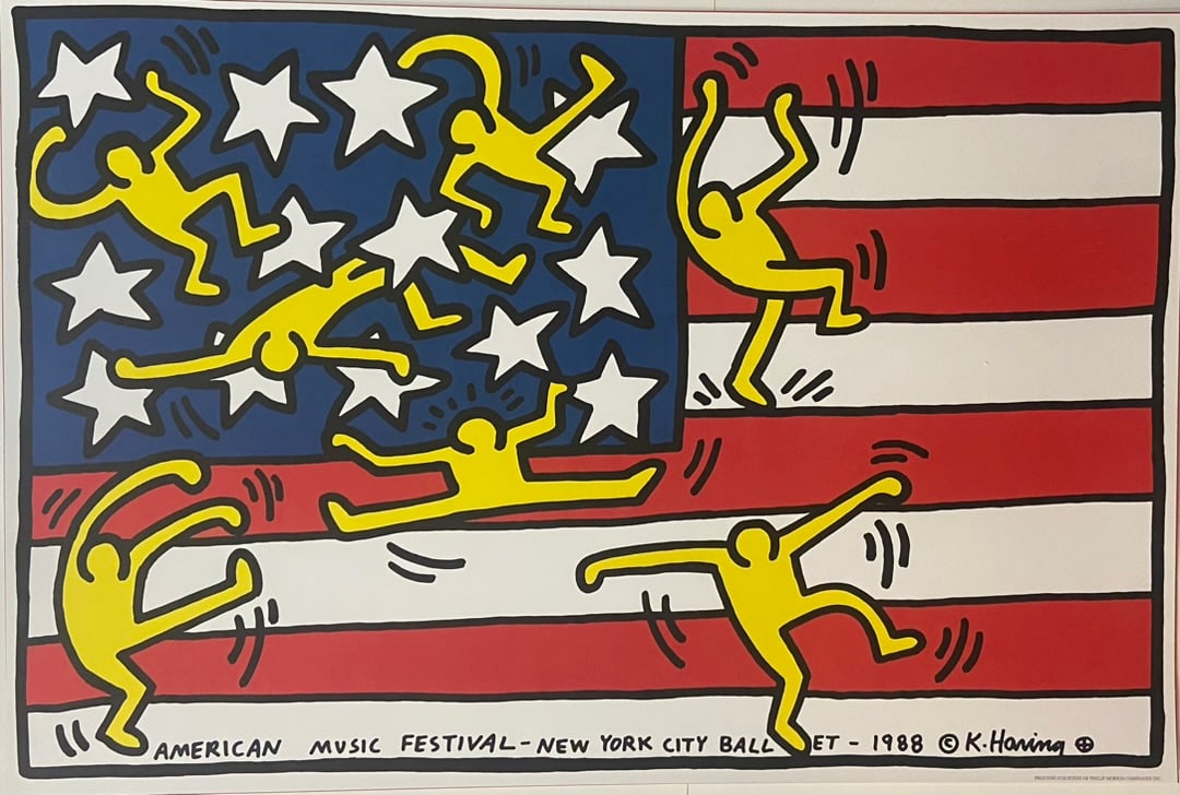 Keith Haring American Music Festival New York City Ballet 1988 Rare Poster: Printed in Contentious Tone LIthography from seventeen plates not the usual four plates to print a four color separation. Measures 36 x 24 on thicker paper.