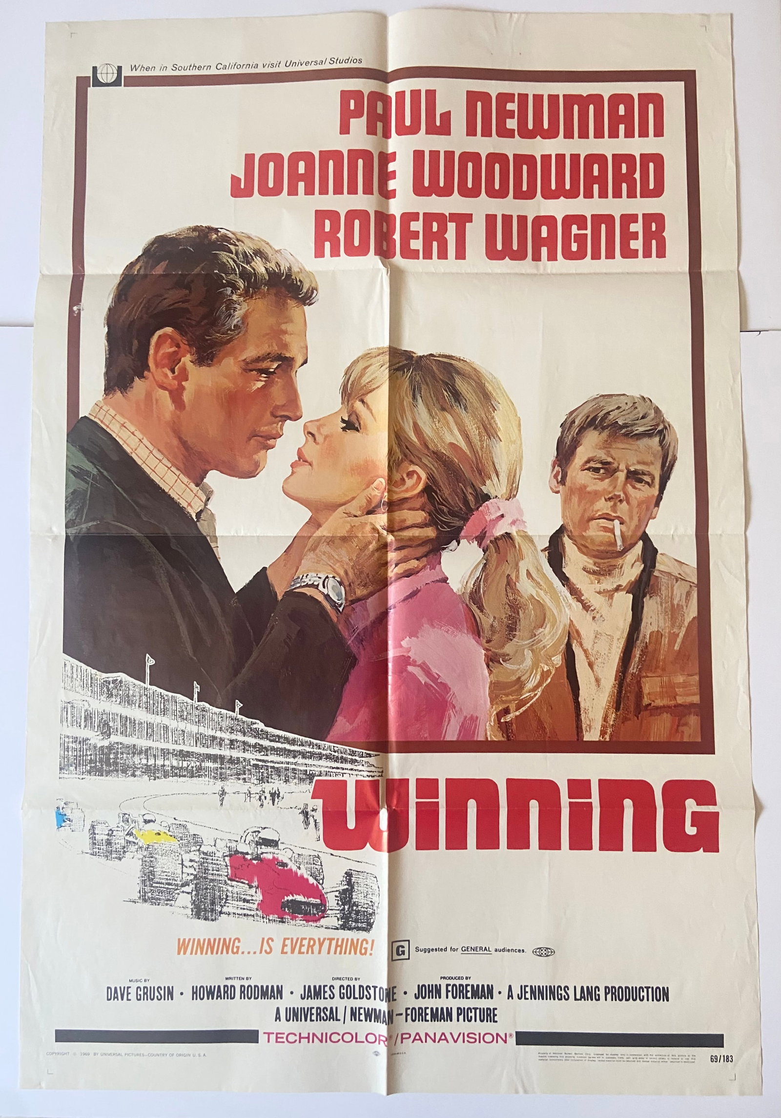PAUL NEWMAN WINNING 1969 racing drama fast cars, fast women folded poster (1 of 1)