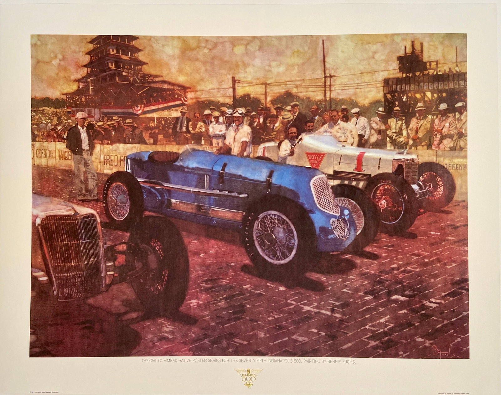 Official Continuous Tone Print Series for 75th Indianapolis 500 by Bernie Fuchs: Super rare print on gallery fine art paper. An official Indianapolis 500 publication, a few years were done by Bernie Fuchs. Measures 25â€ x 32â€ Extremely Rare and Long Sold Out. Prin