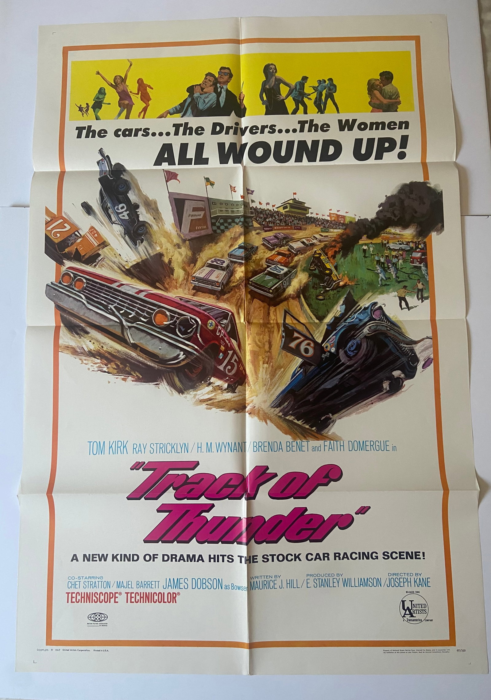 Track of Thunder NASCAR STOCK CAR RACING Movie Poster 1967 (1 of 2)