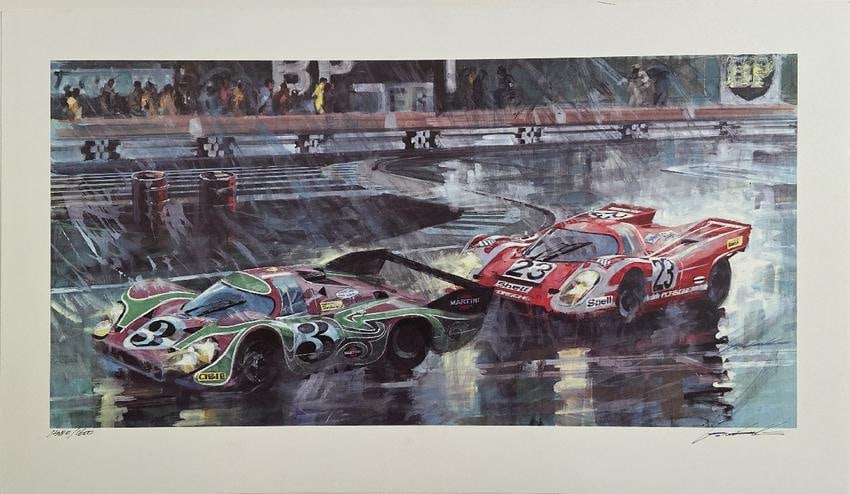 Psychedelic Porsche 917 in the rain at Le Mans; by Walter Gotschke (1 of 4)
