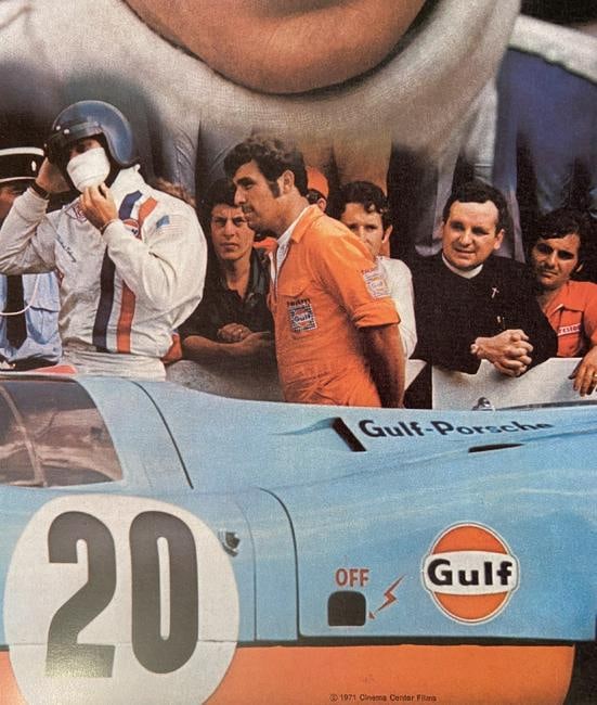 Rare Le Mans Movie Gulf Oil Promotion Poster, featuring the star Steve McQueen, 1971 (1 of 2)